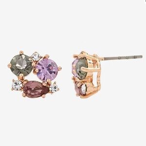 18K Rose Gold Crystal Stud Earrings